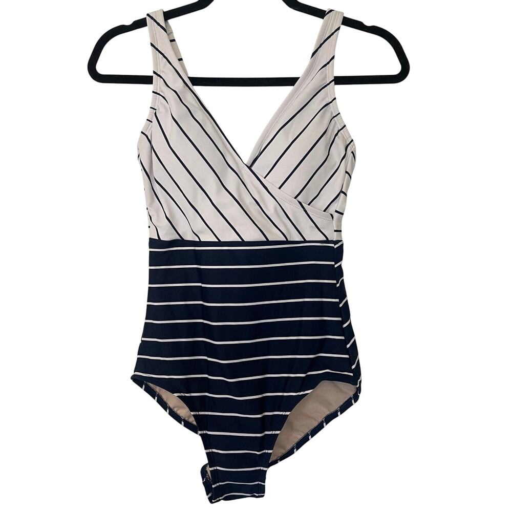 Kona Sol Swimsuit NWT High Coverage Slimming Stripes Beach Cruise Modest Coastal